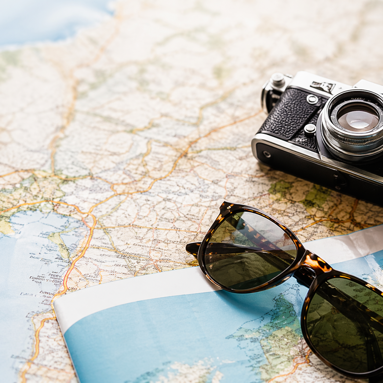 Reisekarte mit Kamera